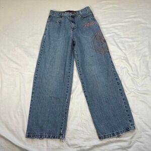 Vintage y2k Phat Farm orange embroidered logo baggy distressed jeans